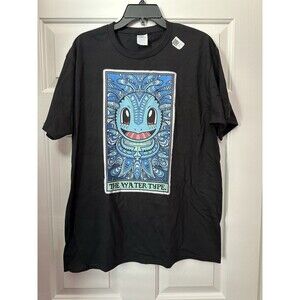 Port & Company Pokemon Squirtle The Water Type Mens Size LARGE Black T Shirt NEW
